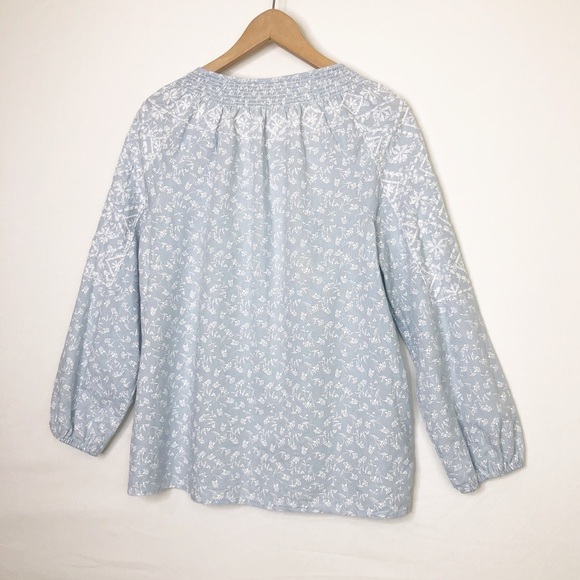 Joie powder, blue embroidered peasant, tunic blouse - Picture 7 of 11